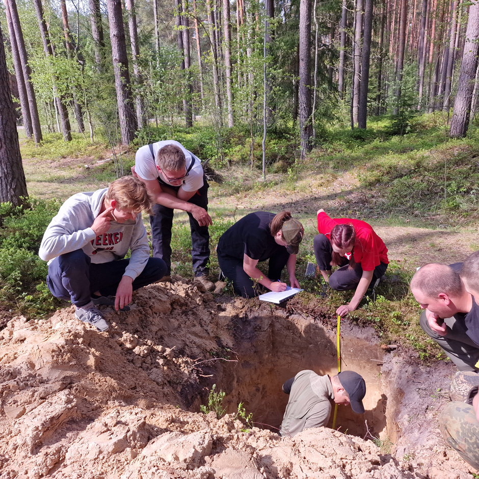 Fieldwork at selected locations in forest plantations near Jelgava