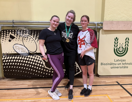 LBTU čempioni badmintonā 2024 – Roberts Miščenko un Inga Madžule